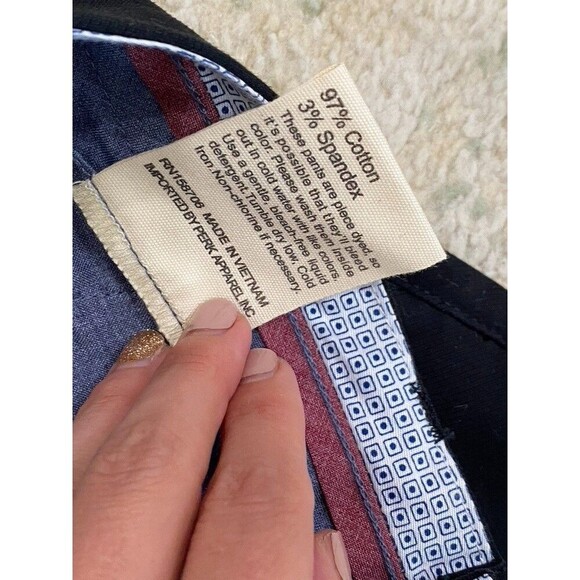 Perk Slim Fit Stretch Pants Size 33x30 Mens Black Tapered Leg Chino Career - Picture 4 of 7